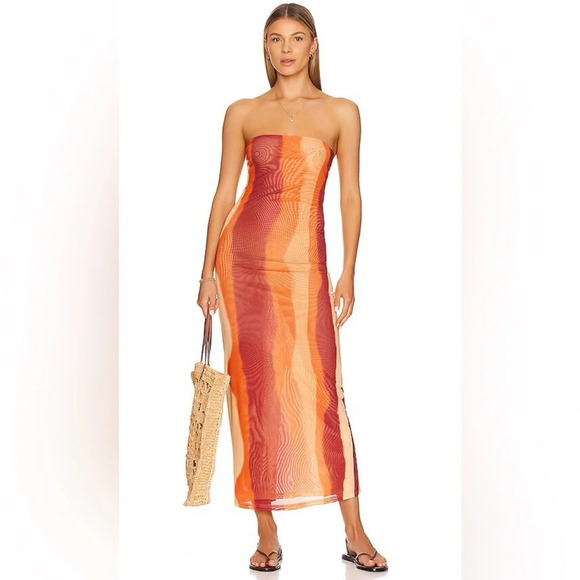 SNDYS NWOT Sasha Dress in Orange Multi - Picture 1 of 12